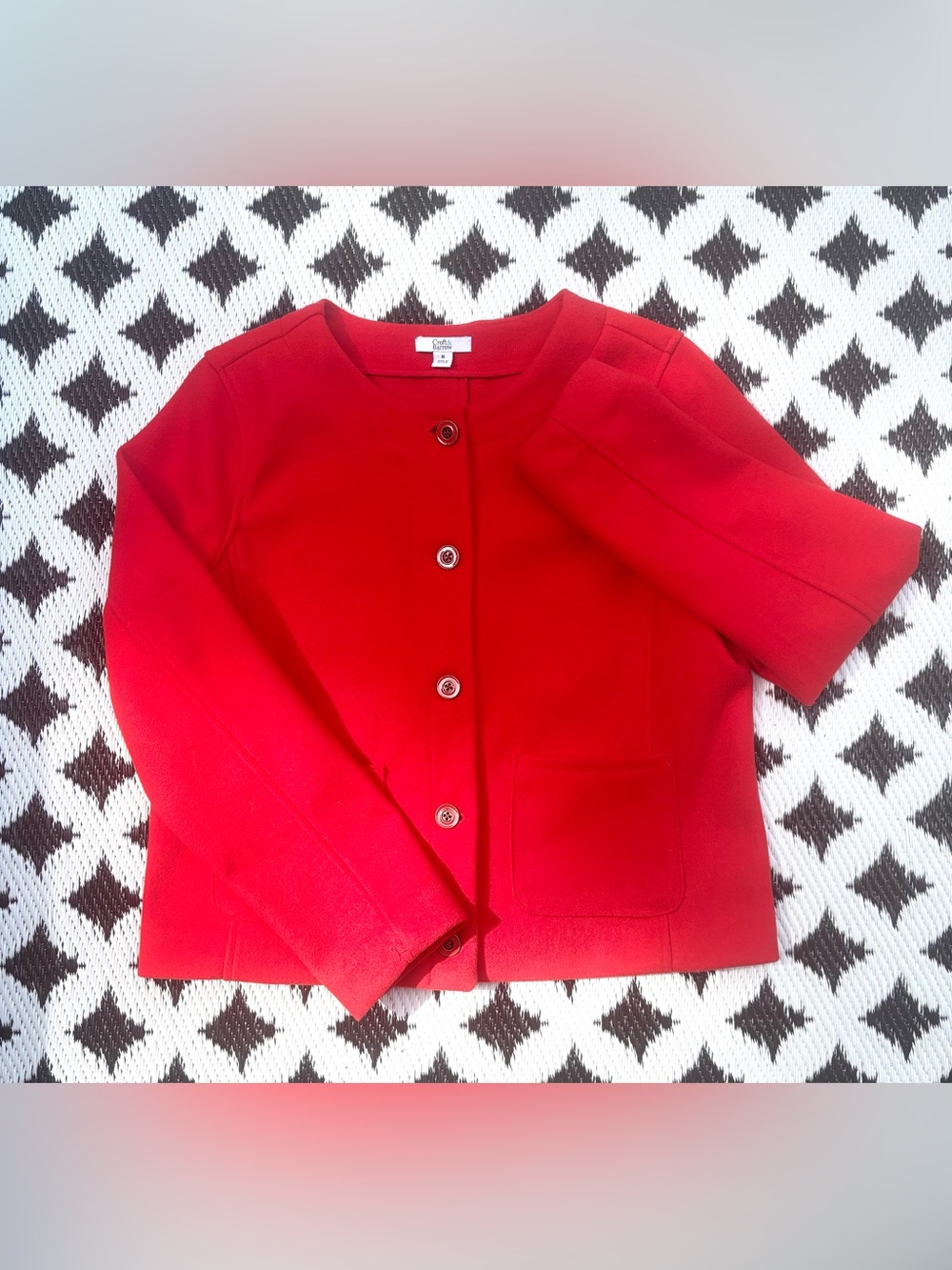 Caslon Bright Red Round-Neck Button Jacket